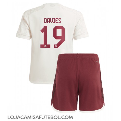 Camisa de Futebol Bayern Munich Alphonso Davies #19 Equipamento Alternativo Infantil 2023-24 Manga Curta (+ Calças curtas)
